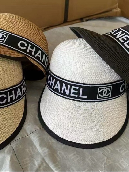 CHANEL Accessories - CHANEL White and Black Logo Visor Hat
